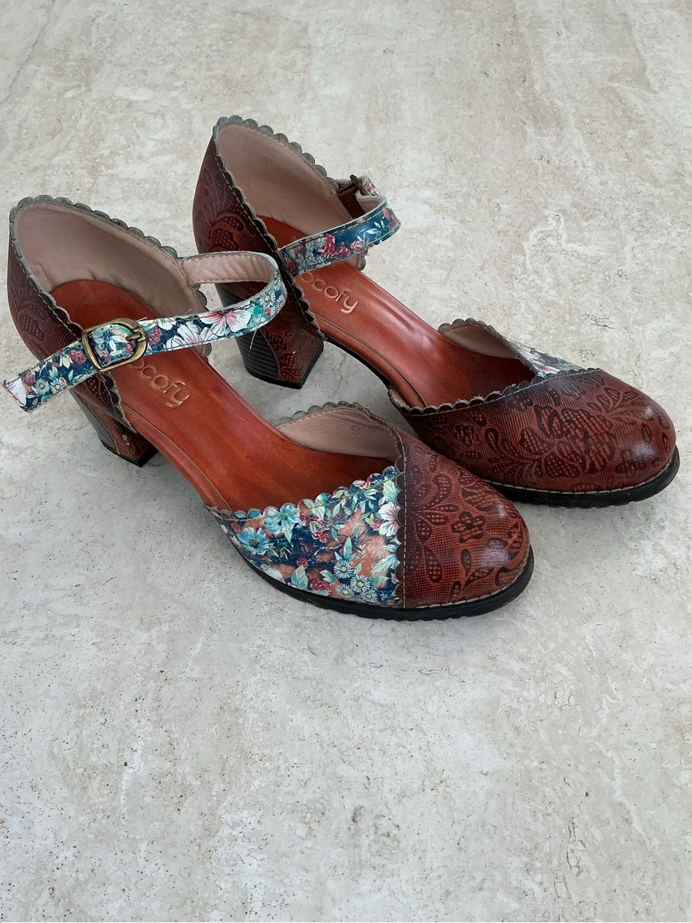 Socofy Floral Mary Jane Heels - Size 40